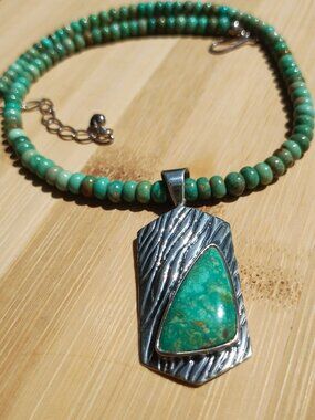 Jay King DTR green Turquoise necklace Pendant set 925 Sterling Silver NIB